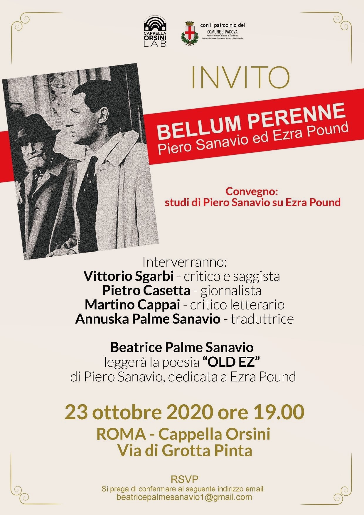 Ezra Pound, Piero Sanavio, Vittorio Sgarbi, Pietro Casetta, Martino Cappai, Anuska Palme Sanavio